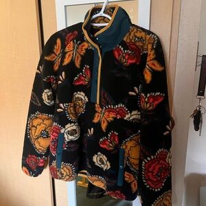 Wrangler Black Jacket with Mustard and Red Floral Accents